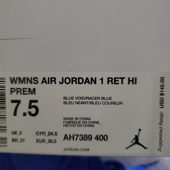 Womens Blue Void Jordan 1 High - Picture 7 of 10